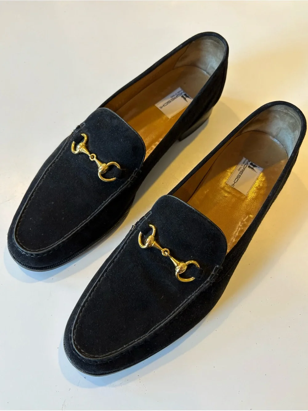Moreschi ||‎ Italian Suede Horsebit Loafers Bit Black Gold 11.5